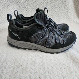 Merrell Men's 7.5 Blue, Black and Gray Trail Shoes Outdoor Sneakers